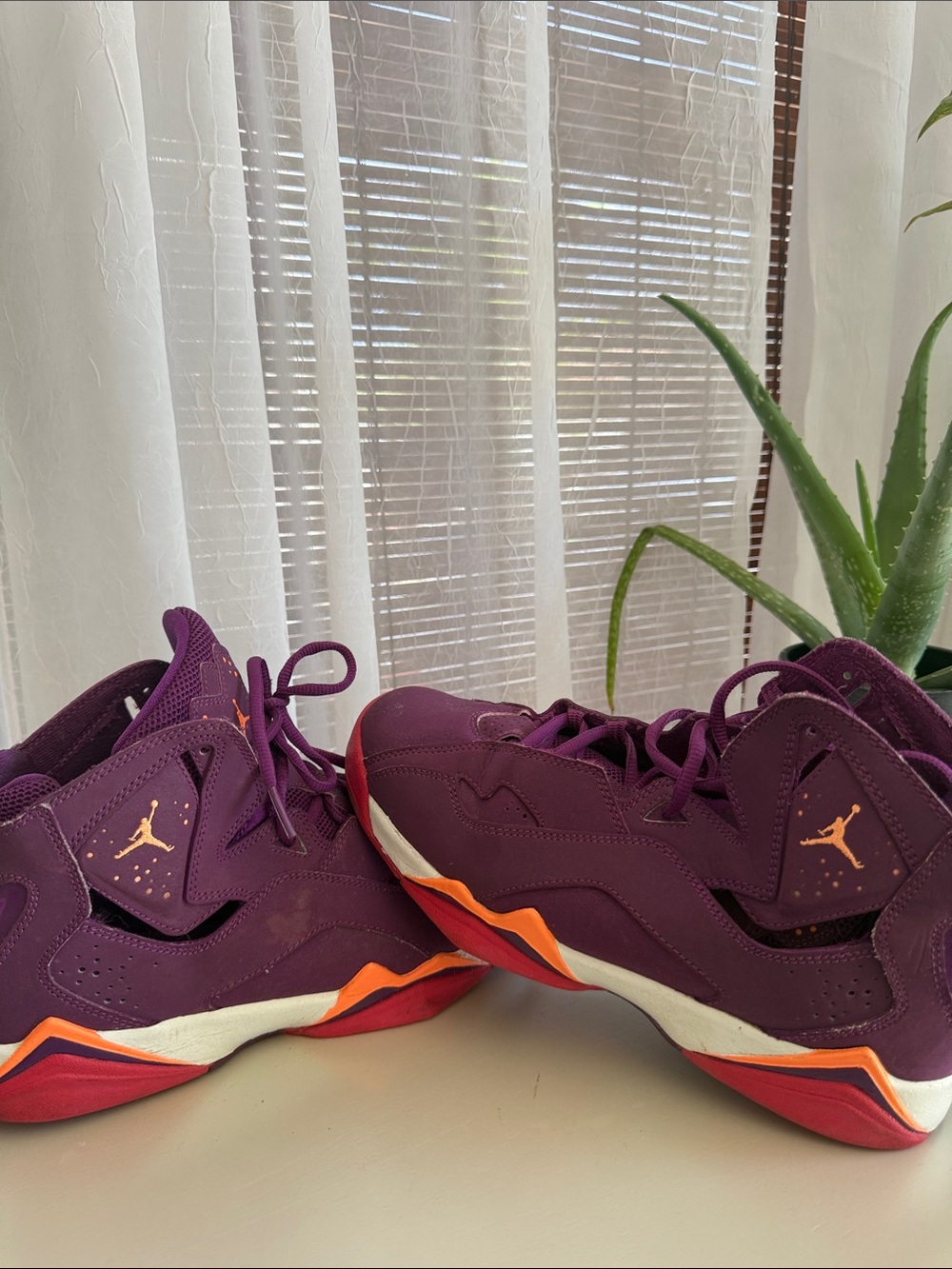 Jordan Kids Basketball Sneakers in Purple with Orange Accents
